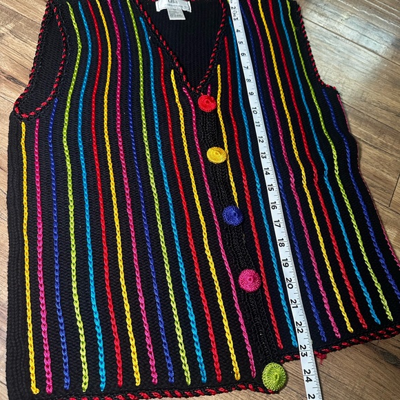 Vintage Colorful Striped Women's Sweater Vest Lisa International size M - Picture 5 of 6